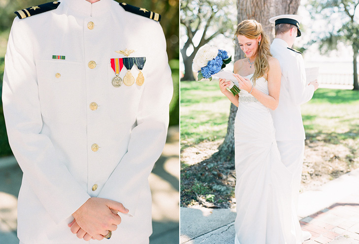 first look, bride and groom reading notes