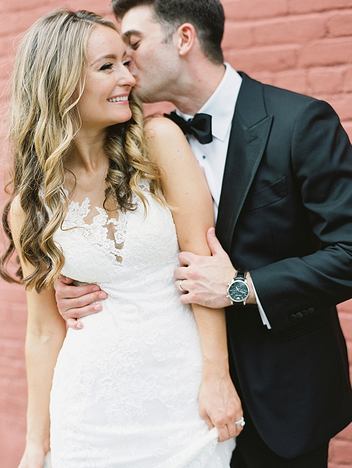 groom kissing bride on the cheek | NYC Wedding Photographer | Beacon Roundhouse New York Wedding | photographed by Kt Crabb Photography