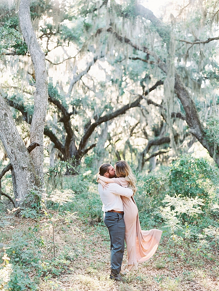 pink maxi dress engagement session