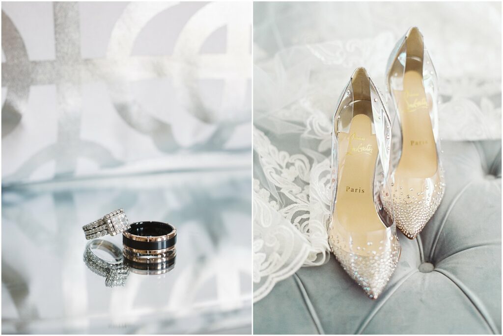 Christian Louboutin heels and wedding rings at Bella Collina