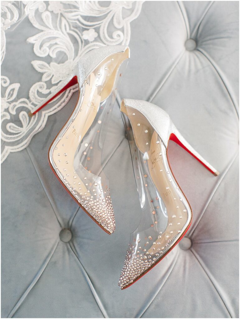 Christian Louboutin red bottom heels worn by the bride at Bella Collina Orlando Wedding