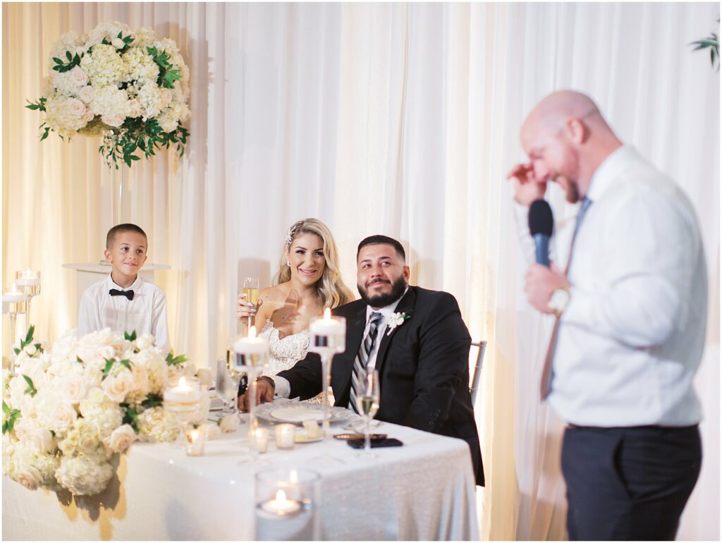 best man cries during toast at Bella Collina Orlando Wedding