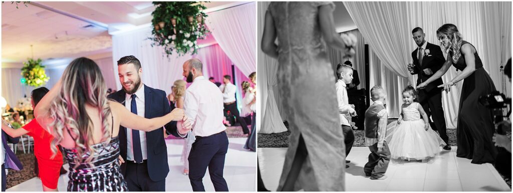 wedding guests dancing on dance floor at Bella Collina Orlando Wedding
