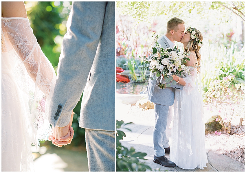 couple holding hand in the sunlight at the vinoy renaissance st Petersburg wedding photographer
