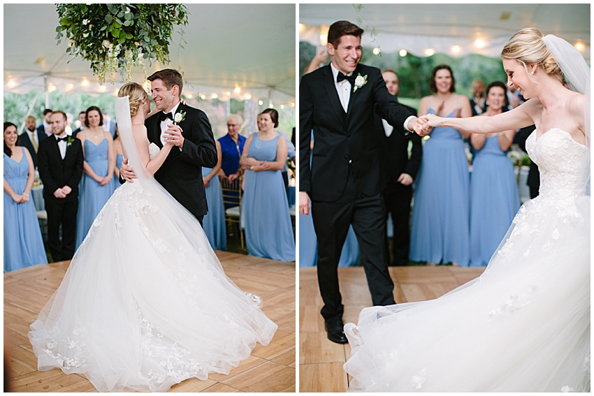 bride and groom twirl during their wedding